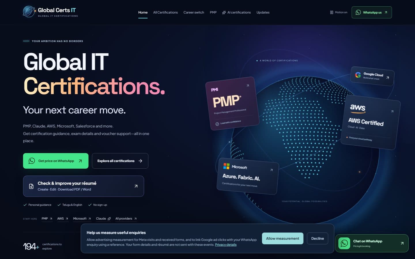 Global Certs IT homepage
